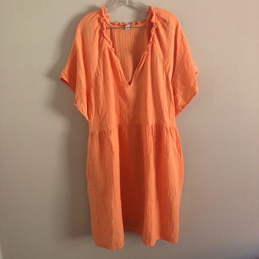 Old Navy Plus Size Orange Short Sleeve Cotton Dress